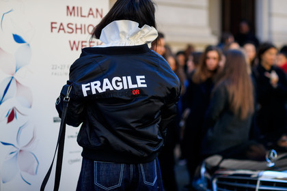 atmosphere details, AUTUMN WINTER 2017-2018, AW 17-18, back detail, black jacket, bomber jacket, collar, detail, FALL WINTER 2017-2018, fashion week, frenchystyle, FW, FW 17-18, graphic jacket, horizontal, jeans, jonathan paciullo, MFW, MILAN, printed jacket, street style, trousers