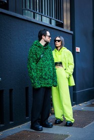 printed hoodie, black pants, black boots, leather boots, cropped hoodie, fluo green hoodie, crossed laces top, animal print fluo look, black sunglasses, fluo green pants, alice barbier, JS roques, alice & j.s, fashion week, frenchystyle, FW, jonathan paciullo, street style, vertical, full length