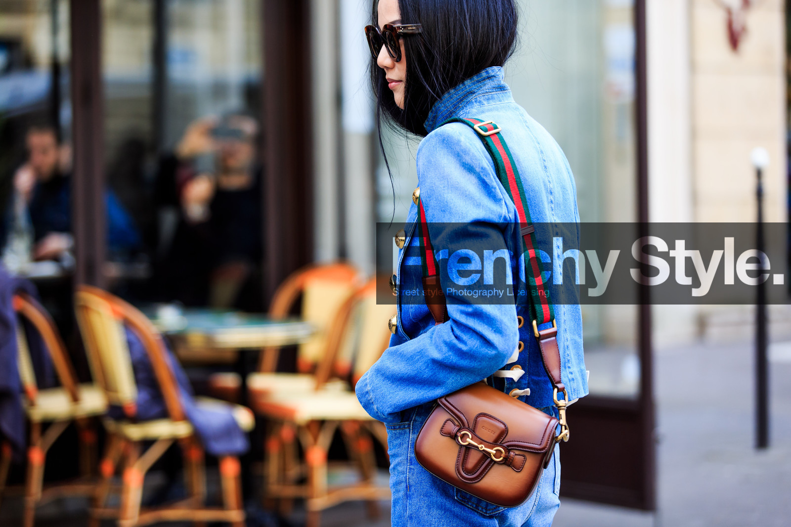 atmosphere details, AUTUMN WINTER 2016-2017, AW 16-17, blue denim, brown bag, céline, denim jacket, denim pants, detail, FALL WINTER 2016-2017, fashion week, frenchystyle, FW, FW 16-17, golden details, gucci, horizontal, jeans, jonathan paciullo, leather bag, PARIS, PFW, street style, sunglasses, trousers, vêtements, yoyo cao