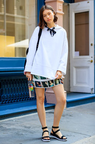 black sandals, fashion week, frenchystyle, full length, FW, jonathan paciullo, model, NEW YORK, NYFW, SPRING SUMMER 2018, SS 18, street style, vertical, white sweater