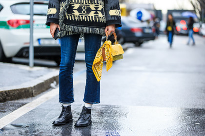 atmosphere details, AUTUMN WINTER 2016-2017, AW 16-17, black jacket, blue denim, carlotta oddi, denim pants, detail, FALL WINTER 2016-2017, fashion week, frenchystyle, FW, FW 16-17, glitter, golden bag, graphic jacket, horizontal, jeans, jonathan paciullo, leather bag, LFW, LONDON, MENSWEAR, necklace, patrizia pepe, peruvian, printed jacket, shiny bag, street style, trousers, yellow bandana