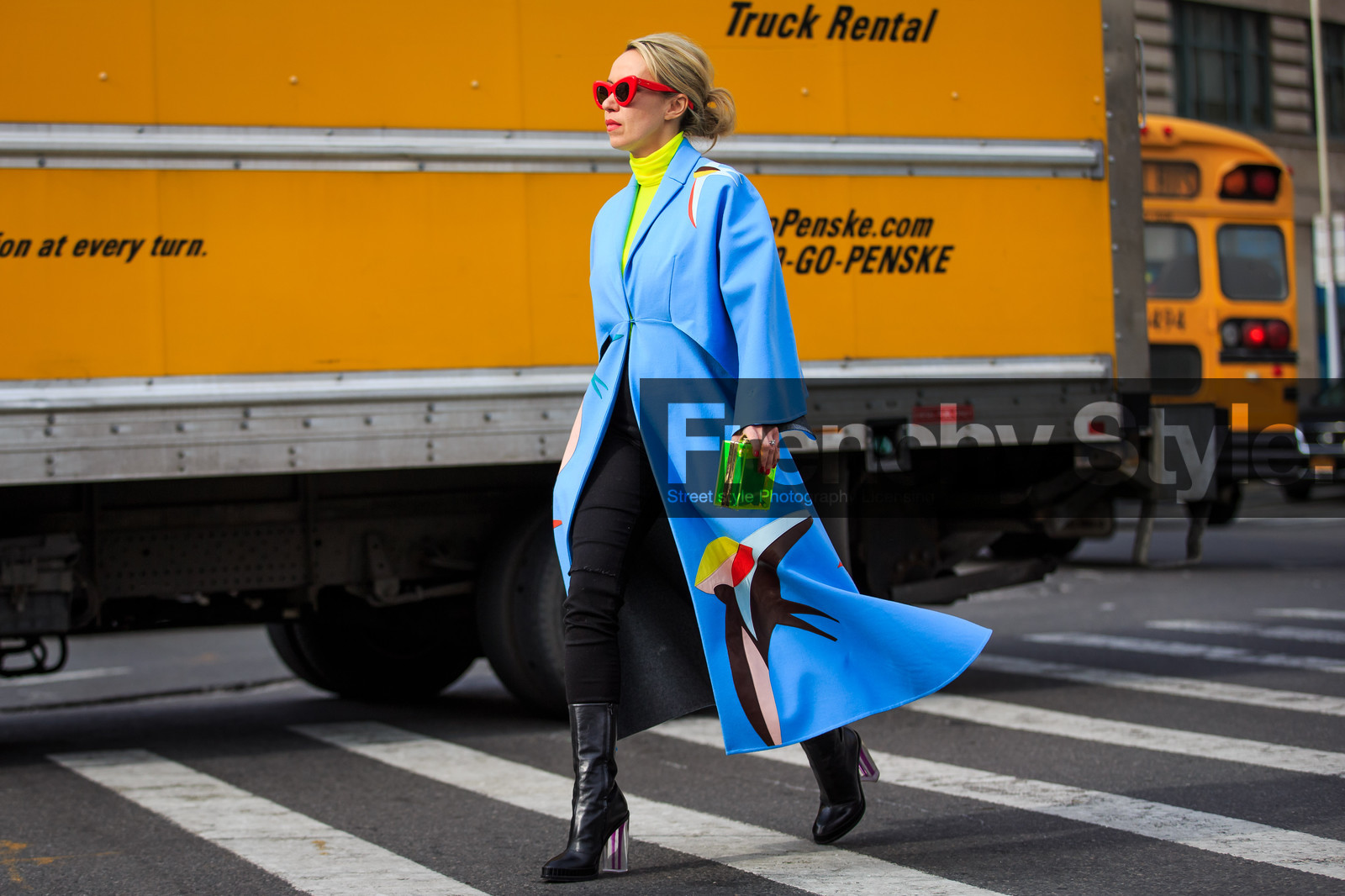 atmosphere details, AUTUMN WINTER 2016-2017, AW 16-17, black, black boots, black denim, blue coat, brown, christian dior, denim pants, fashion week, fluo, frenchystyle, full length, fun bag, FW, FW 16-17, green, green bag, high heels, horizontal, jeans, jonathan paciullo, leather boots, mini bag, NEW YORK, NYFW, printed coat, street style, sunglasses, transparent heel, trousers, turquoise, turtleneck sweater, woman, yellow, yellow sweater
