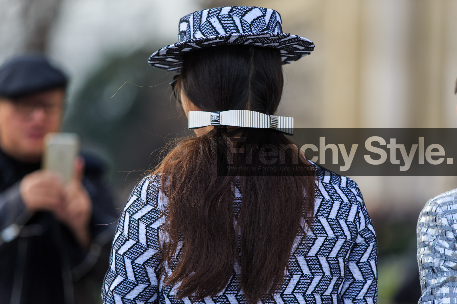 atmosphere details, AUTUMN WINTER 2016-2017, AW 16-17, back detail, barrette, chanel, detail, FALL WINTER 2016-2017, fashion week, frenchystyle, FW, FW 16-17, geometric, graphic jacket, horizontal, jonathan paciullo, PARIS, PFW, printed hat, printed jacket, street style