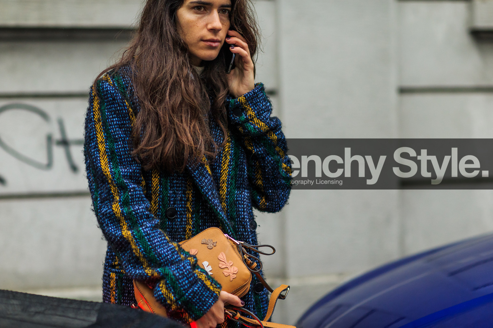 atmosphere details, AUTUMN WINTER 2016-2017, AW 16-17, blue jacket, chiara totire, detail, embroidered bag, embroidered jacket, FALL WINTER 2016-2017, fashion week, frenchystyle, FW, FW 16-17, graphic jacket, horizontal, jonathan paciullo, leather bag, LFW, LONDON, long hair, MENSWEAR, street style, striped jacket