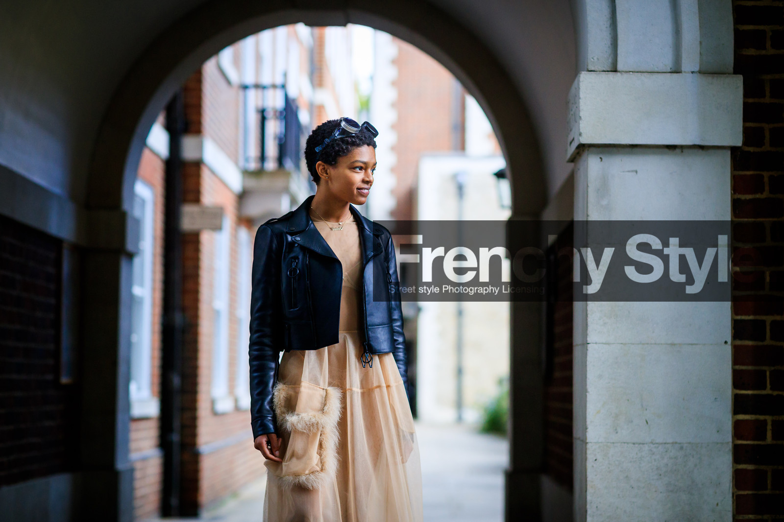 atmosphere details, black jacket, black perfecto, blazer, detail, fashion week, frenchystyle, FW, horizontal, jonathan paciullo, leather jacket, leather perfecto, LFW, LONDON, nude dress, see through, selah marley, SPRING SUMMER 2018, SS 18, street style