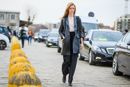 atmosphere details, AUTUMN WINTER 2016-2017, AW 16-17, black boots, black jacket, black pants, FALL WINTER 2016-2017, fashion week, frenchystyle, full length, FW, FW 16-17, high waist, horizontal, jonathan paciullo, leather boots, leather jacket, LFW, LONDON, long hair, MENSWEAR, model, natural, red head, silk blouse, skincare, street style, trousers, white blouse