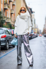 AUTUMN WINTER 2016-2017, AW 16-17, blue bag, candela novembre, FALL WINTER 2016-2017, fashion week, frenchystyle, full length, FW, FW 16-17, jonathan paciullo, leather bag, leather pants, LFW, LONDON, MENSWEAR, silver, silver pants, street style, sunglasses, trousers, turquoise, turtleneck sweater, vertical, white, white sweater