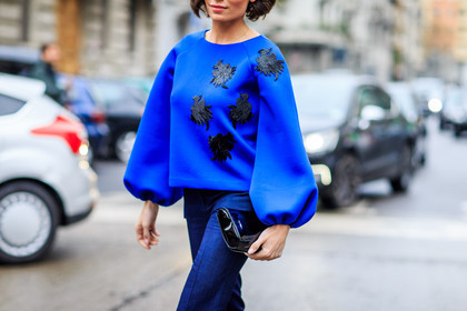 atmosphere details, AUTUMN WINTER 2016-2017, AW 16-17, black bag, black clutch, blue pants, blue sweater, detail, embroidered sweater, FALL WINTER 2016-2017, fashion week, frenchystyle, FW, FW 16-17, horizontal, jonathan paciullo, leather bag, leather clutch, LFW, LONDON, MENSWEAR, short hair, street style, trousers