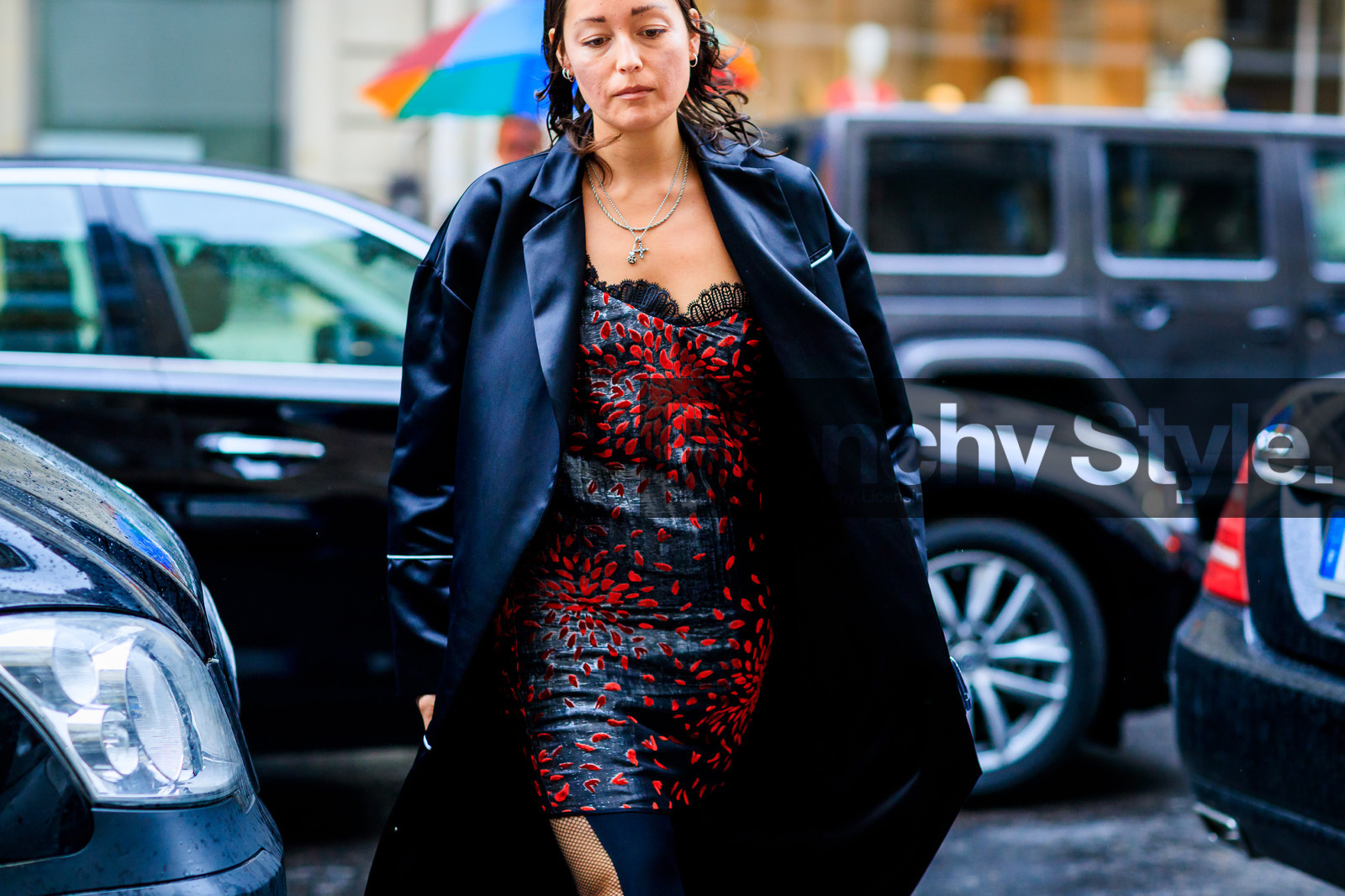 atmosphere details, AUTUMN WINTER 2017-2018, AW 17-18, black coat, black jacket, bustier dress, detail, FALL WINTER 2017-2018, fashion week, frenchystyle, FW, FW 17-18, horizontal, jonathan paciullo, PARIS, PFW, polka dot, printed dress, rachael wang, red dress, street style