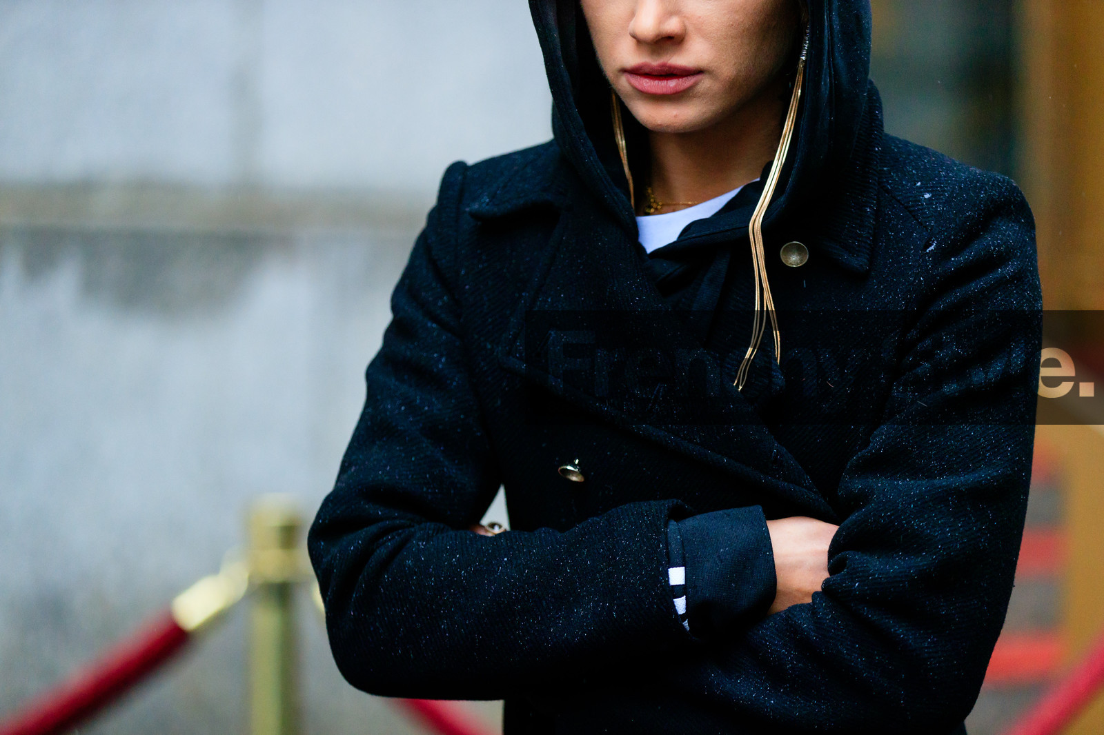 adidas, atmosphere details, AUTUMN WINTER 2017-2018, AW 17-18, black coat, black sweater, detail, earrings, FALL WINTER 2017-2018, fashion week, frenchystyle, FW, FW 17-18, hoodie, horizontal, jonathan paciullo, NEW YORK, NYFW, street style