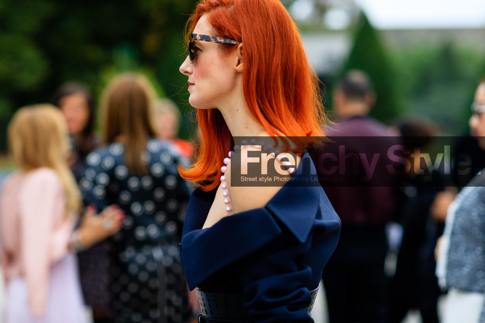 asymetric, atmosphere details, black belt, black top, detail, fashion week, frenchystyle, FW, horizontal, jonathan paciullo, leather belt, one shoulder, PARIS, pearls, PFW, red head, SPRING SUMMER 2017, SS 17, street style, sunglasses, taylor tomasi hill