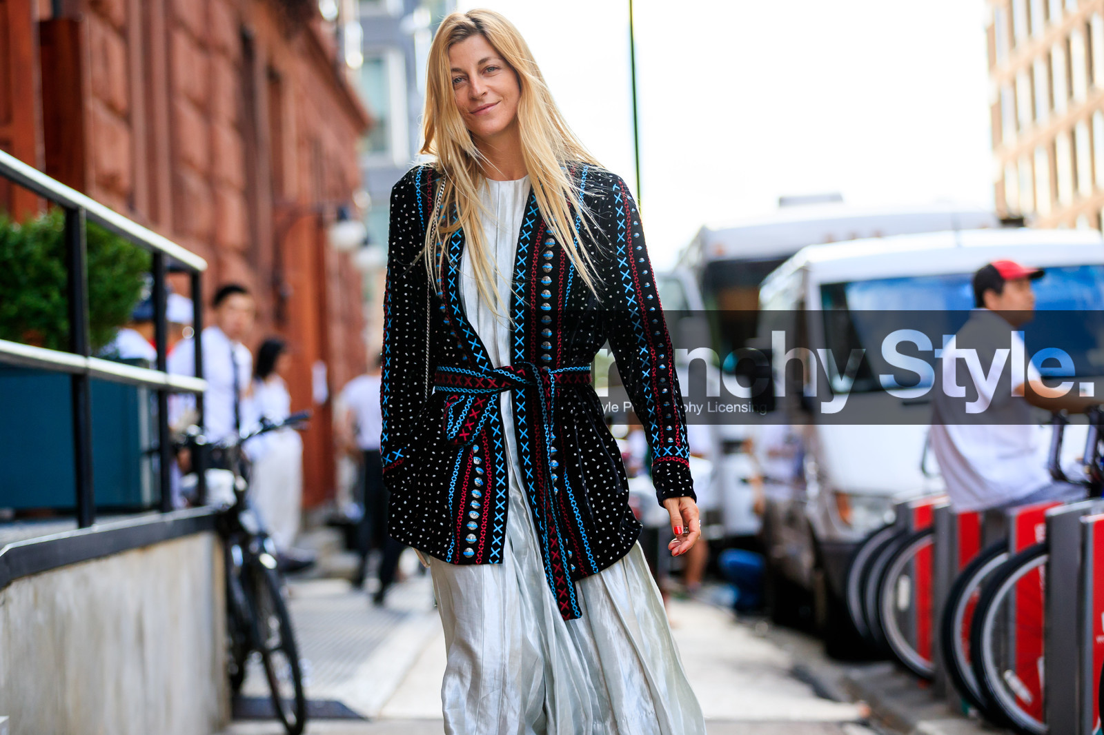 ada kokosar, atmosphere details, black jacket, detail, embroidered jacket, embroideries, fashion week, frenchystyle, FW, horizontal, jonathan paciullo, long dress, NEW YORK, NYFW, SPRING SUMMER 2018, SS 18, street style, white dress