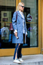 black denim, bordeaux, burgundy, calvin klein, denim pants, embroidered bag, fashion week, frenchystyle, full length, FW, grey coat, jeans, jonathan paciullo, leather bag, NEW YORK, NYFW, red bag, SPRING SUMMER 2018, SS 18, street style, sunglasses, trousers, vertical, white shirt, white sneakers
