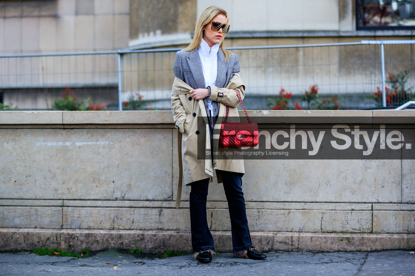 Annabel Rosendahl, atmosphere details, AUTUMN WINTER 2017-2018, AW 17-18, beige coat, black denim, black mules, black shoes, blazer, chanel handbag, checked jacket, denim pants, FALL WINTER 2017-2018, fashion week, frenchystyle, full length, fur shoes, FW, FW 17-18, graphic jacket, grey jacket, gucci, horizontal, jeans, jonathan paciullo, leather bag, leather shoes, loafers, off the shoulder, PARIS, PFW, plaid, printed jacket, red bag, street style, sunglasses, trench coat, trousers, white shirt