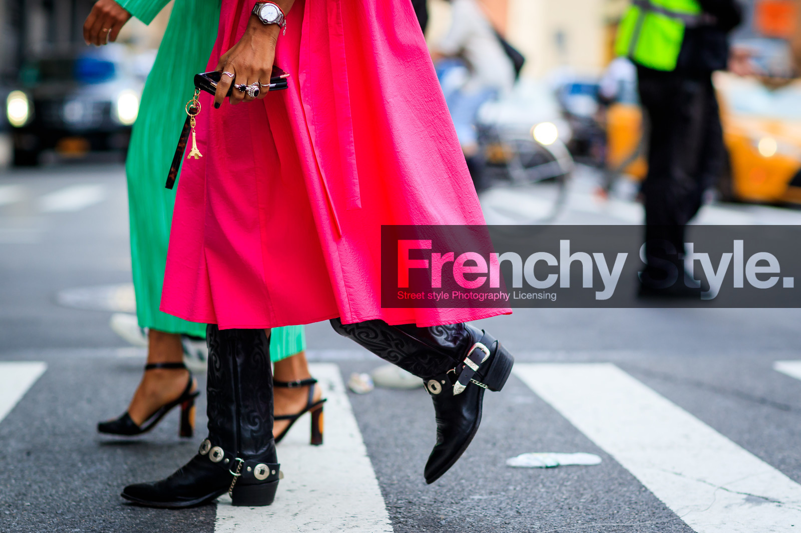 atmosphere details, black boots, cowboy boots, detail, fashion week, frenchystyle, FW, high boots, horizontal, iphone, jonathan paciullo, NEW YORK, NYFW, pink dress, rings, SPRING SUMMER 2018, SS 18, street style