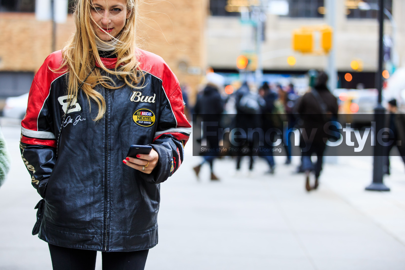 annie georgia greenberg, atmosphere details, AUTUMN WINTER 2016-2017, AW 16-17, biker jacket, black, black jacket, detail, embroidered jacket, embroideries, fashion week, frenchystyle, FW, FW 16-17, horizontal, jonathan paciullo, leather jacket, NEW YORK, NYFW, red, street style, woman