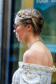 atmosphere details, braids, chloe king, detail, fashion week, frenchystyle, FW, jonathan paciullo, NEW YORK, NYFW, off the shoulder, SPRING SUMMER 2018, SS 18, street style, sunglasses, vertical, white dress