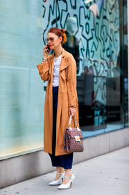 camel coat, christene barberich, fashion week, frenchystyle, full length, FW, graphic bag, high heels, jonathan paciullo, leather bag, leather shoes, multicolor bag, NEW YORK, NYFW, prada, printed bag, SPRING SUMMER 2018, SS 18, street style, sunglasses, trousers, vertical, white shoes, white t shirt