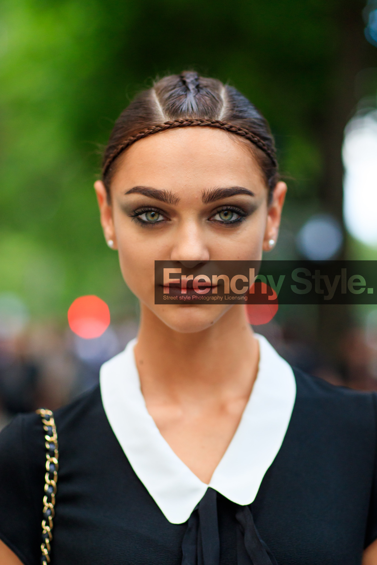 AUTUMN WINTER 2016-2017, AW 16-17, black dress, braids, detail, eyeshadow, FALL WINTER 2016-2017, fashion week, frenchystyle, FW, FW 16-17, HAUTE COUTURE, headband, jonathan paciullo, MENSWEAR, model, PARIS, PFW, portrait, street style, vertical, white collar, zhenya katava