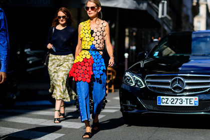 atmosphere details, beige, black sandals, blue, blue denim, denim pants, fashion week, frenchystyle, full length, FW, geometric, graphic top, horizontal, jeans, jonathan paciullo, leather shoes, multicolor, PARIS, PFW, red, SPRING SUMMER 2017, SS 17, street style, sunglasses, trousers, turquoise, yellow
