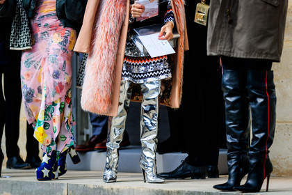 black shoes, blue boots, christian dior, floral, flowers, Fur coat, glitter, graphic skirt, high boots, high heels, leather shoes, pink coat, pink fur, pink skirt, printed skirt, sequined skirt, silver shoes, silver skirt, stars, vêtements, fashion week, frenchystyle, FW, jonathan paciullo, street style, PFW, PARIS, AUTUMN WINTER 2018-2019, FALL WINTER 2018-2019, FW 18-19, horizontal, atmosphere details