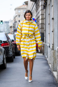 AUTUMN WINTER 2016-2017, AW 16-17, belted coat, FALL WINTER 2016-2017, fashion week, frenchystyle, full length, FW, FW 16-17, geometric, giovanna battaglia, high heels, hood, jonathan paciullo, leather shoes, LFW, LONDON, MENSWEAR, street style, stripes, vertical, white, white heels, white sandals, yellow, yellow coat