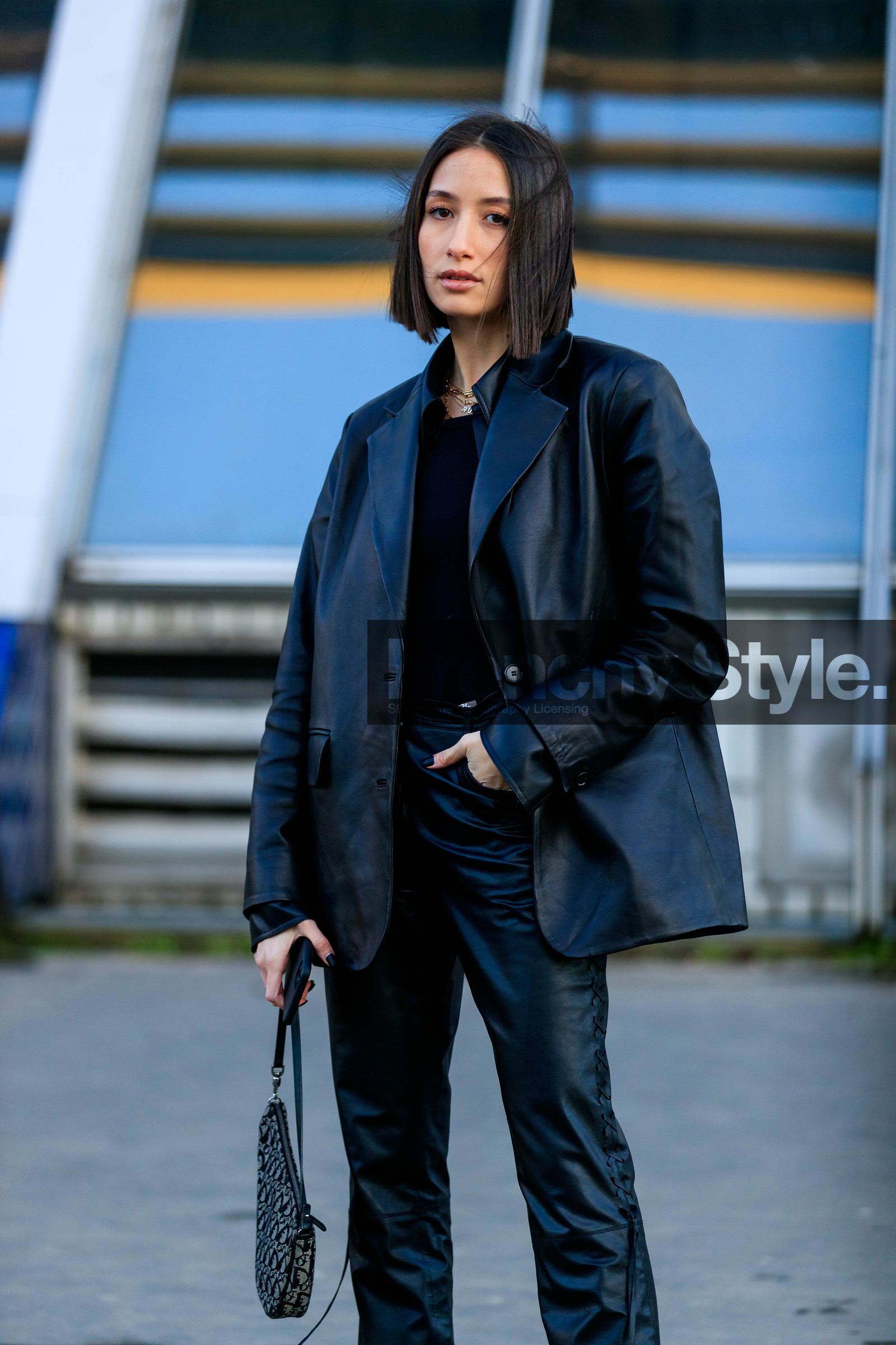 alexandra guerain, black leather jacket, black leather pants, dior bag, dior saddle bag, hand bag, monogrammed bag, black bag, black leather bag, black pullover, fashion week, frenchystyle, FW, jonathan paciullo, street style, PFW, PARIS, AUTUMN WINTER 2020-2021, FALL WINTER 2020-2021, FW 20-21, vertical, atmosphere details, detail