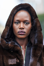 AUTUMN WINTER 2016-2017, AW 16-17, black sweater, brown fur, brown jacket, erika boldrin, FALL WINTER 2016-2017, fashion week, frenchystyle, fur jacket, FW, FW 16-17, hood, hoodie, jonathan paciullo, LFW, LONDON, MENSWEAR, model, portrait, street style, vertical, zip