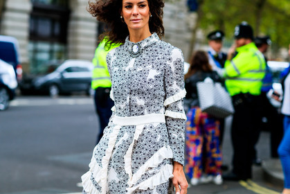 black and white, floral, flowers, graphic dress, printed dress, fashion week, frenchystyle, FW, jonathan paciullo, street style, LFW, LONDON, SPRING SUMMER 2019, SS 19, atmosphere details, horizontal, detail
