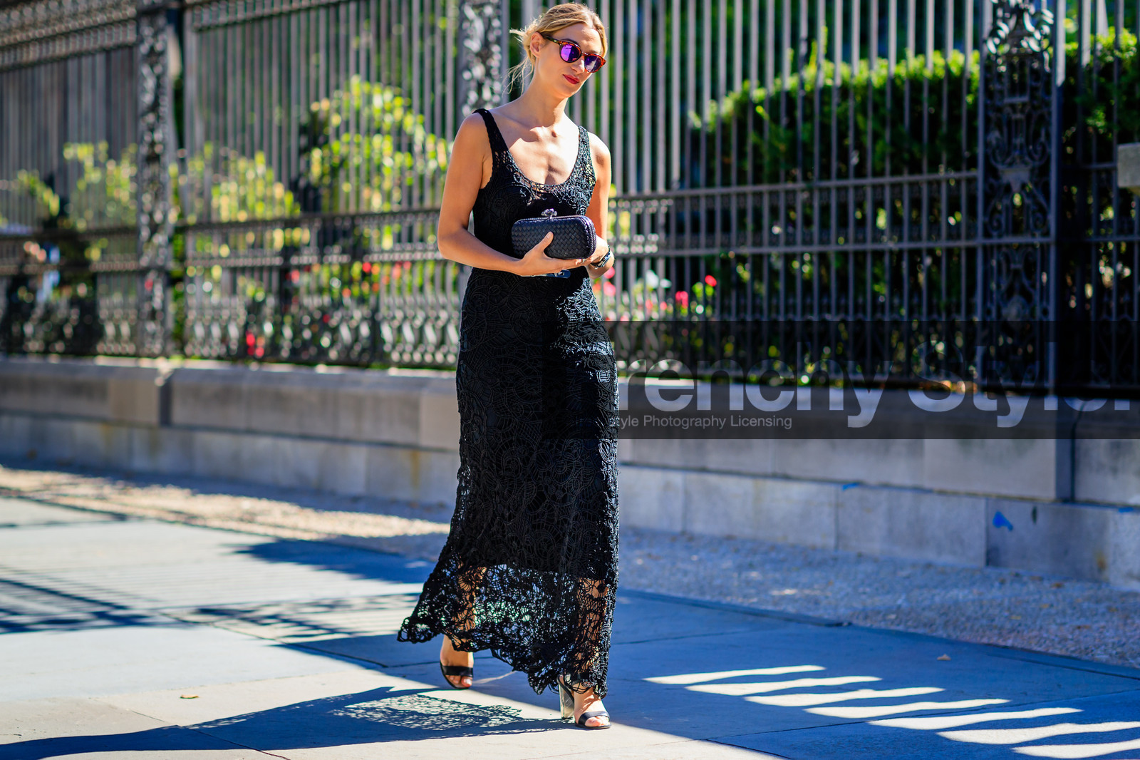 atmosphere details, black dress, black shoes, fashion week, frenchystyle, full length, FW, high heels, horizontal, jonathan paciullo, lace dress, laser cut, leather shoes, long dress, NEW YORK, NYFW, SPRING SUMMER 2017, SS 17, street style, sunglasses, woman