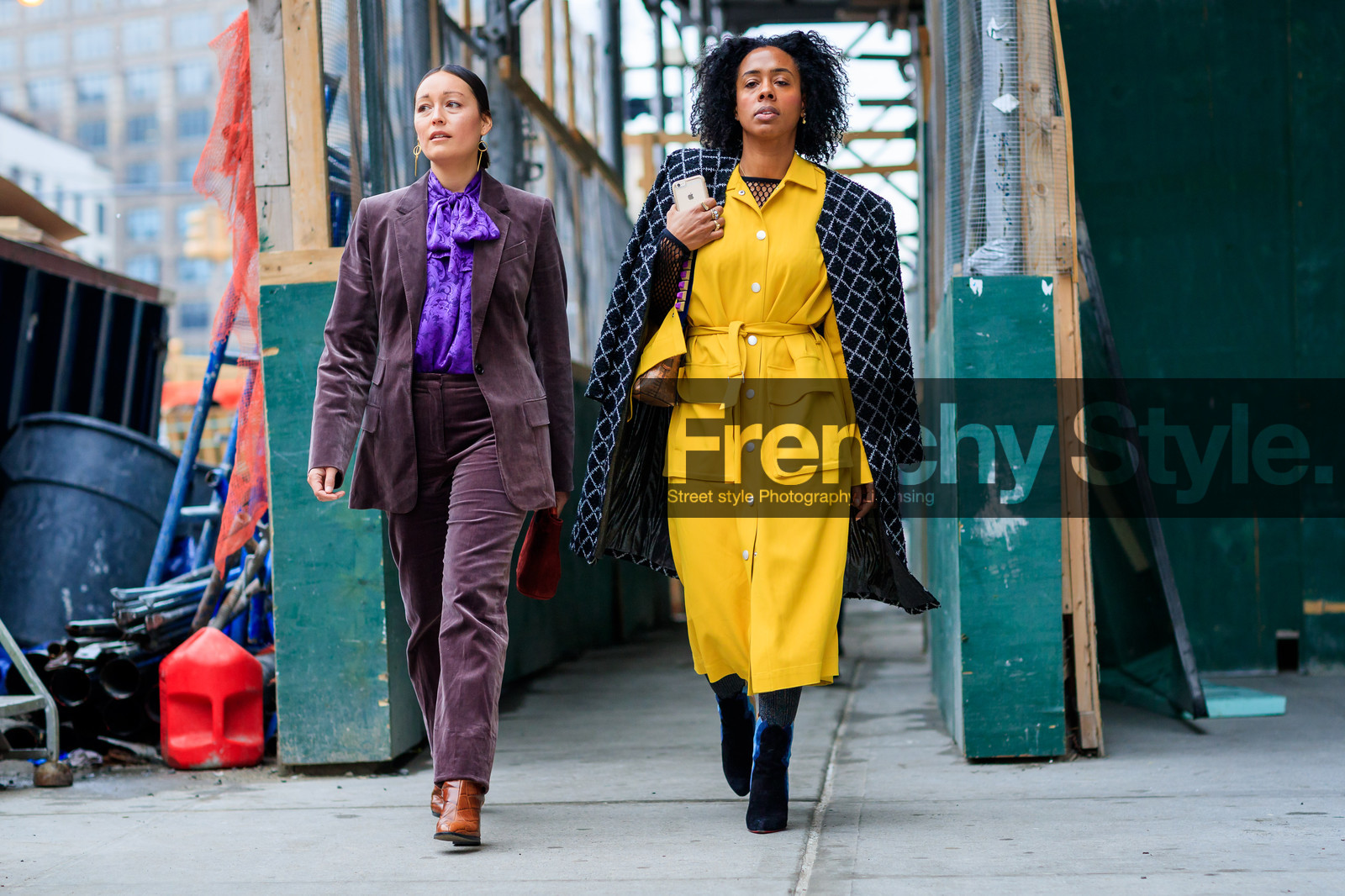 atmosphere details, AUTUMN WINTER 2017-2018, AW 17-18, black jacket, blazer, blue boots, brown boots, FALL WINTER 2017-2018, fashion week, fishnet, frenchystyle, full length, FW, FW 17-18, geometric, graphic coat, high heels, horizontal, jonathan paciullo, leather bag, NEW YORK, NYFW, printed coat, purple jacket, purple pants, purple shirt, purple suit, rachael wang, street style, trousers, velvet, yellow coat, yellow dress