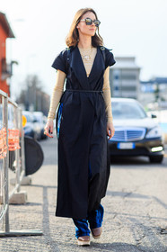 AUTUMN WINTER 2016-2017, AW 16-17, black belt, black dress, black shirt, blue pants, FALL WINTER 2016-2017, fashion week, frenchystyle, full length, FW, FW 16-17, jonathan paciullo, leather belt, LFW, LONDON, long shirt, MENSWEAR, shirt dress, street style, striped sweater, stripes, sunglasses, trousers, vertical, yellow sweater