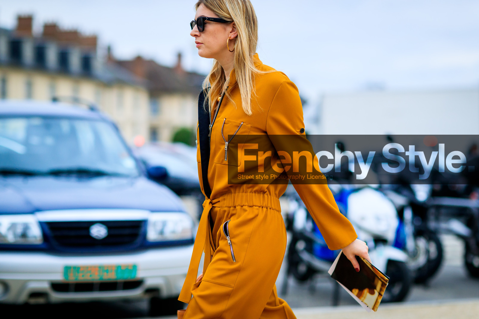atmosphere details, AUTUMN WINTER 2017-2018, avery blanchard, AW 17-18, camille charriere, detail, FALL WINTER 2017-2018, fashion week, frenchystyle, FW, FW 17-18, horizontal, jonathan paciullo, orange jumpsuit, PARIS, PFW, street style, sunglasses