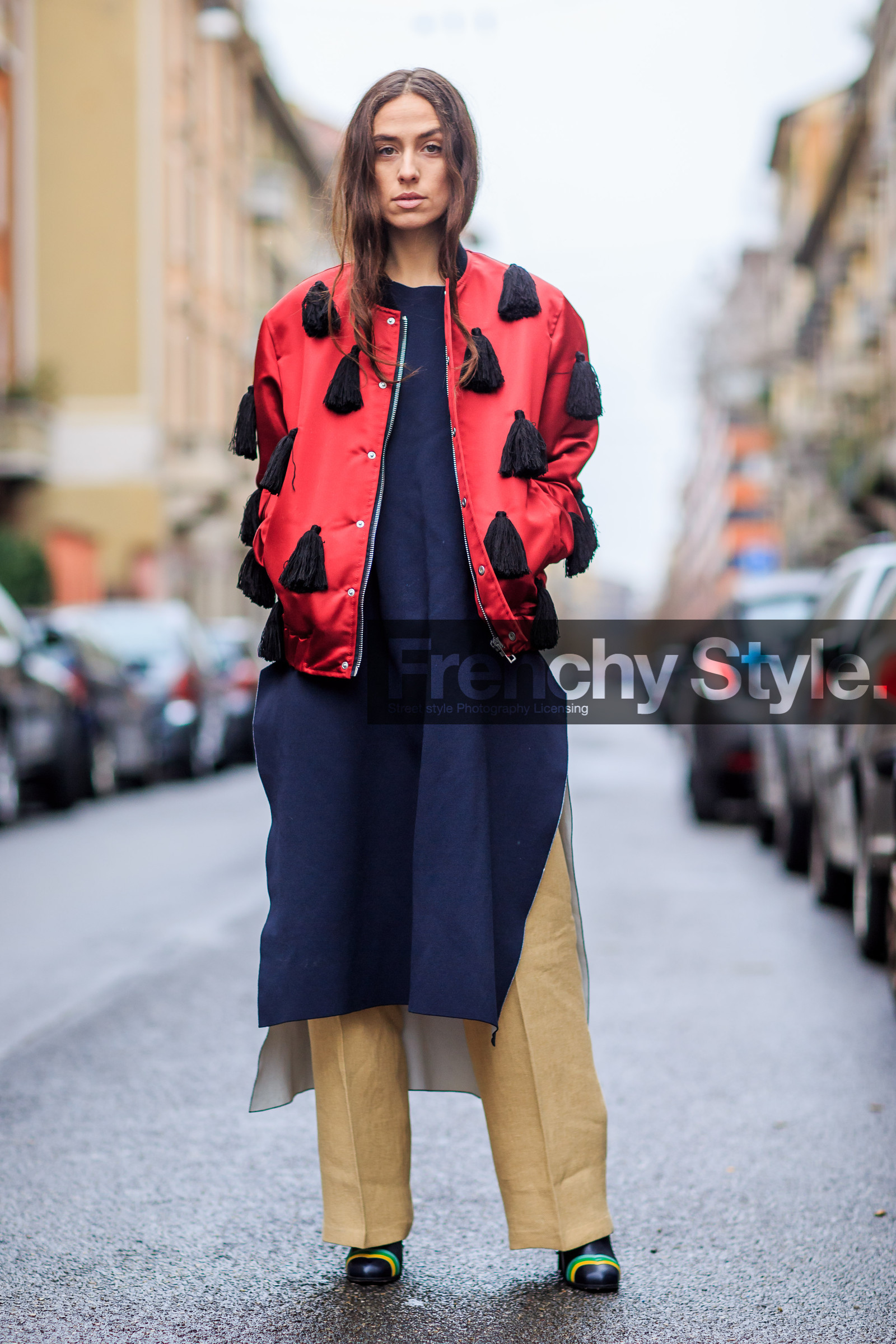 AUTUMN WINTER 2016-2017, AW 16-17, beige pants, blue dress, bomber jacket, embroidered jacket, erika boldrin, FALL WINTER 2016-2017, fashion week, frenchystyle, full length, FW, FW 16-17, jonathan paciullo, leather jacket, LFW, LONDON, MENSWEAR, navy shirt, pompons, red jacket, street style, trousers, vertical