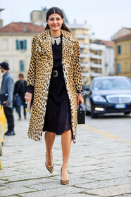 animal print, AUTUMN WINTER 2016-2017, AW 16-17, belted dress, black bag, black belt, black dress, FALL WINTER 2016-2017, fashion week, frenchystyle, full length, fur coat, FW, FW 16-17, giovanna battaglia, high heels, jonathan paciullo, leather bag, leather belt, leather shoes, leopard print, LFW, LONDON, MENSWEAR, mini bag, street style, vertical