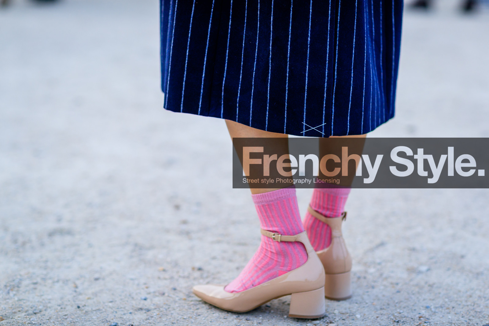atmosphere details, blue skirt, detail, fashion week, frenchystyle, FW, horizontal, jonathan paciullo, leather shoes, nude shoes, PARIS, PFW, pink socks, SPRING SUMMER 2017, SS 17, street style, striped skirt