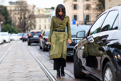 atmosphere details, AUTUMN WINTER 2016-2017, AW 16-17, belted coat, black belt, black boots, black denim, denim pants, FALL WINTER 2016-2017, fashion week, frenchystyle, full length, FW, FW 16-17, green coat, horizontal, jeans, jonathan paciullo, kaki coat, leather belt, leather boots, LFW, LONDON, margaret, zhang, MENSWEAR, open toe, street style, sunglasses, trousers, varnished leather shoes