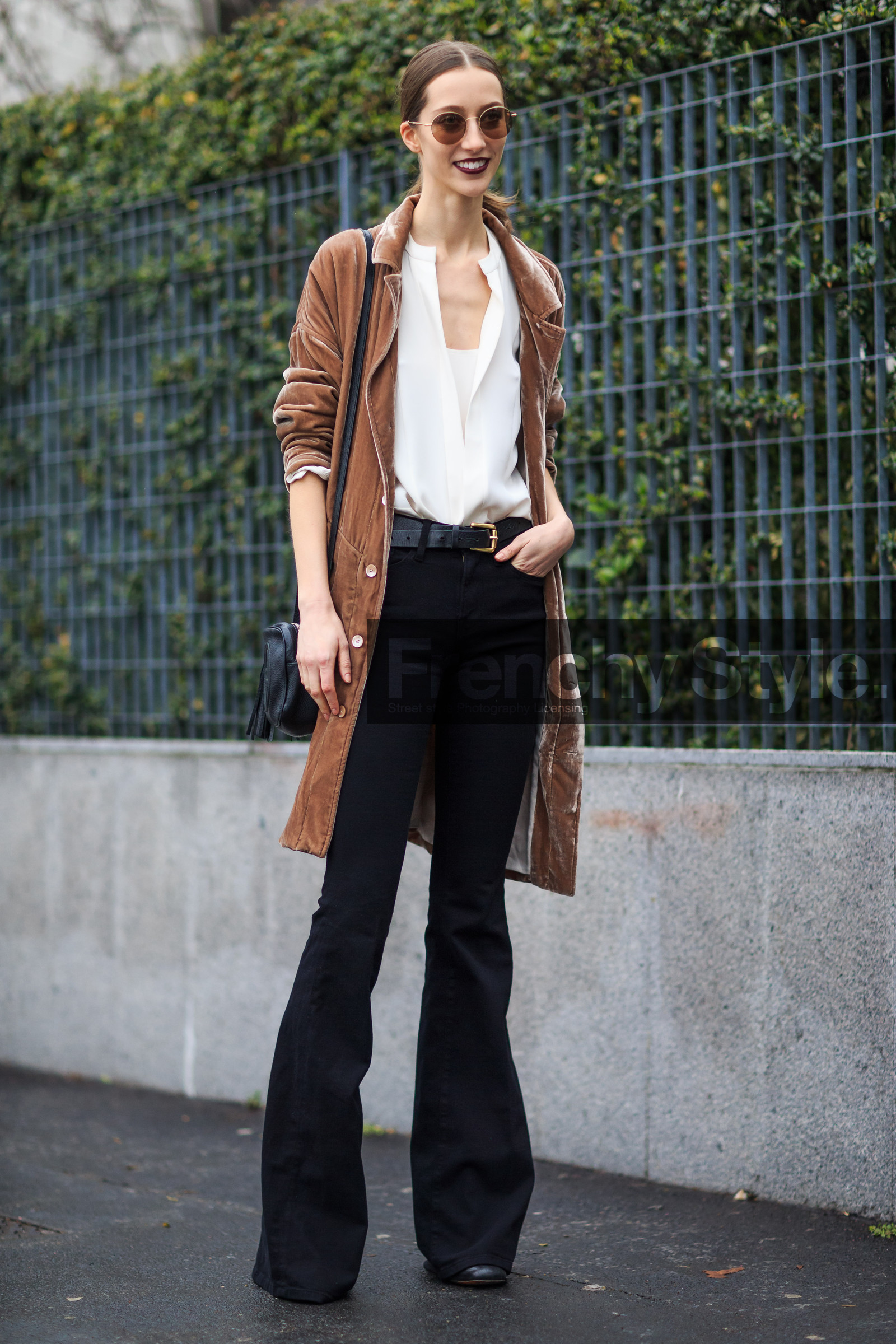 AUTUMN WINTER 2016-2017, AW 16-17, beige jacket, black belt, black denim, brown jacket, dark lips, denim pants, FALL WINTER 2016-2017, fashion week, frenchystyle, full length, FW, FW 16-17, jeans, jonathan paciullo, leather belt, LFW, LONDON, MENSWEAR, model, pulled back hair, street style, sunglasses, trousers, velvet, vertical, white shirt