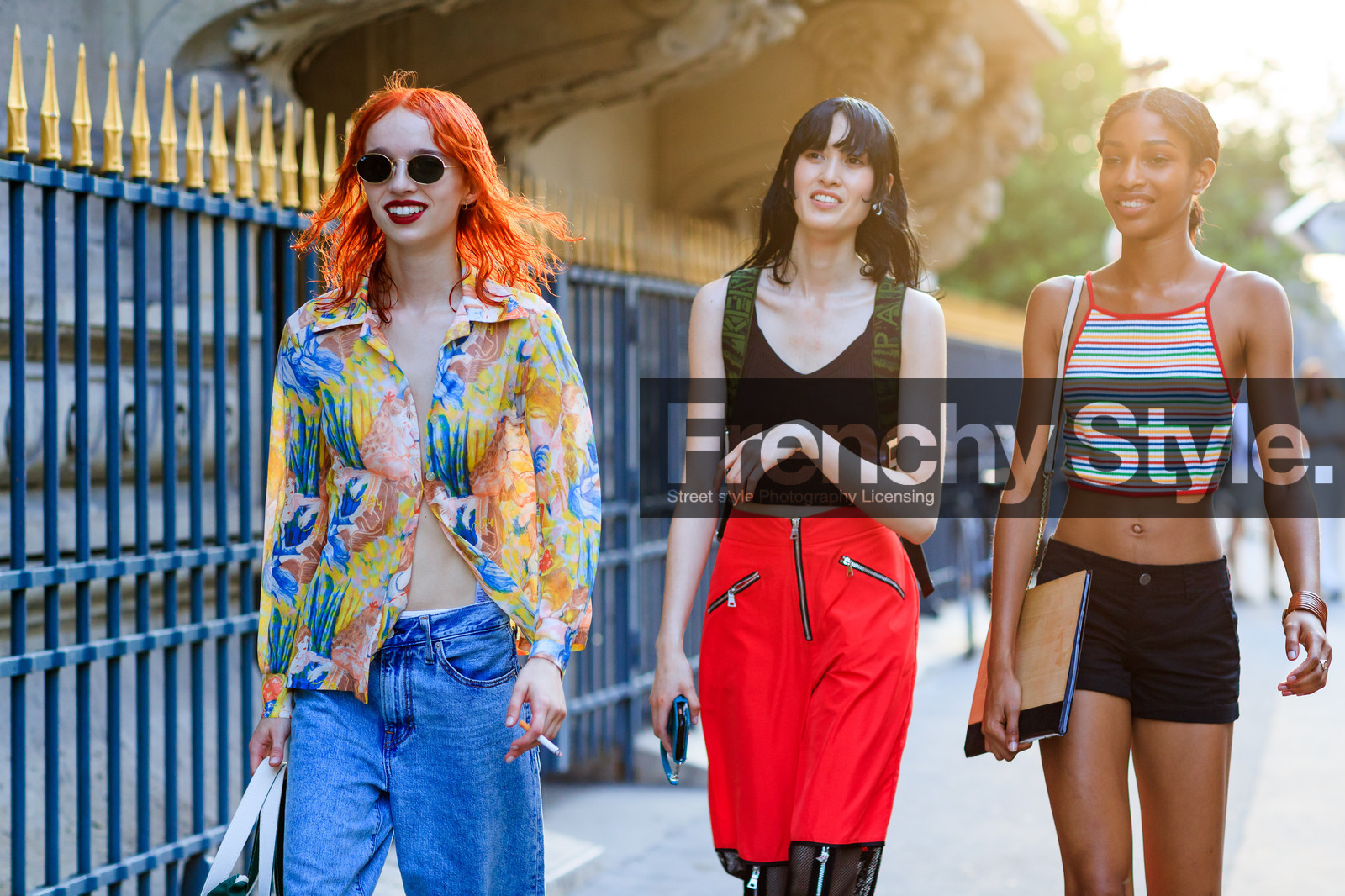 black top, blue denim, denim pants, dyed hair, graphic shirt, jeans, kenzo, printed shirt, ray ban, red head, red pants, streetwear, sunglasses, sweatpants, trousers, yellow shirt, zip, fashion week, frenchystyle, FW, jonathan paciullo, street style, PFW, PARIS, atmosphere details, horizontal, detail, model, AUTUMN WINTER 2018-2019, FALL WINTER 2018-2019, FW 18-19