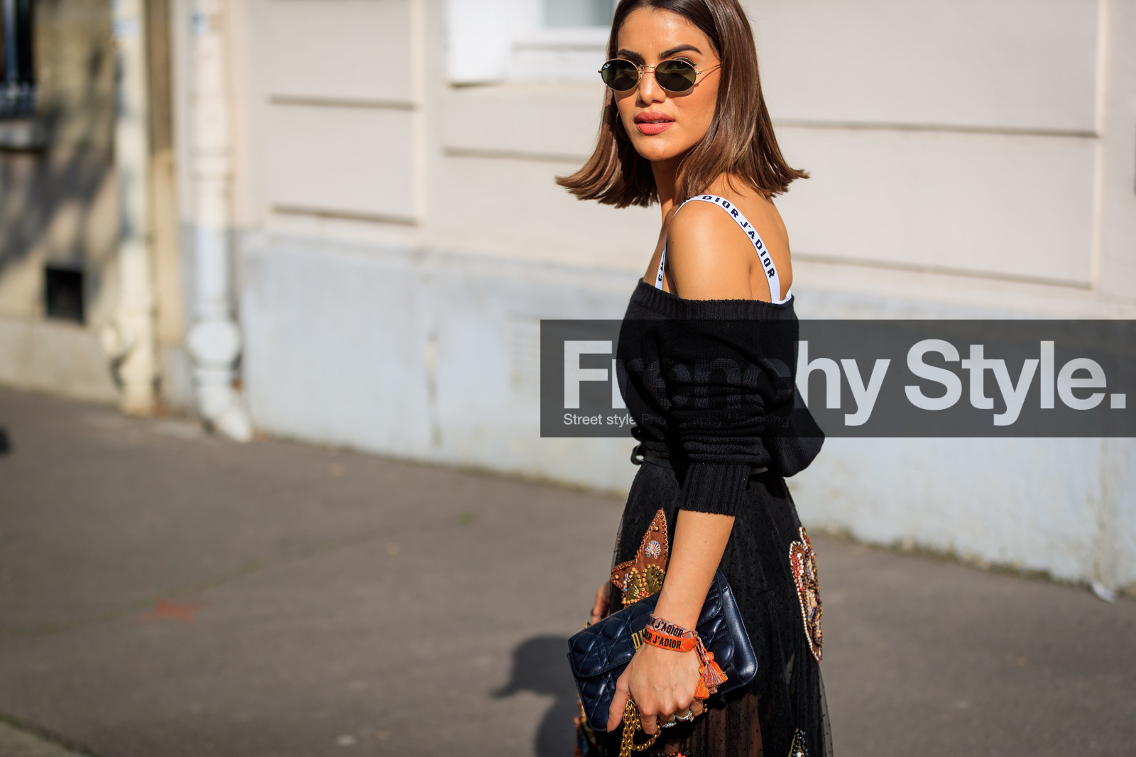 atmosphere details, black bag, black belt, black sweater, camila coelho, caml, christian dior, detail, embroidered dress, embroideries, fashion week, frenchystyle, FW, graphic dress, graphic skirt, horizontal, jonathan paciullo, leather bag, off h, off the shoulder, PARIS, PFW, printed dress, printed skirt, satin stitch, see through, SPRING SUMMER 2018, SS 18, street style, sunglasses
