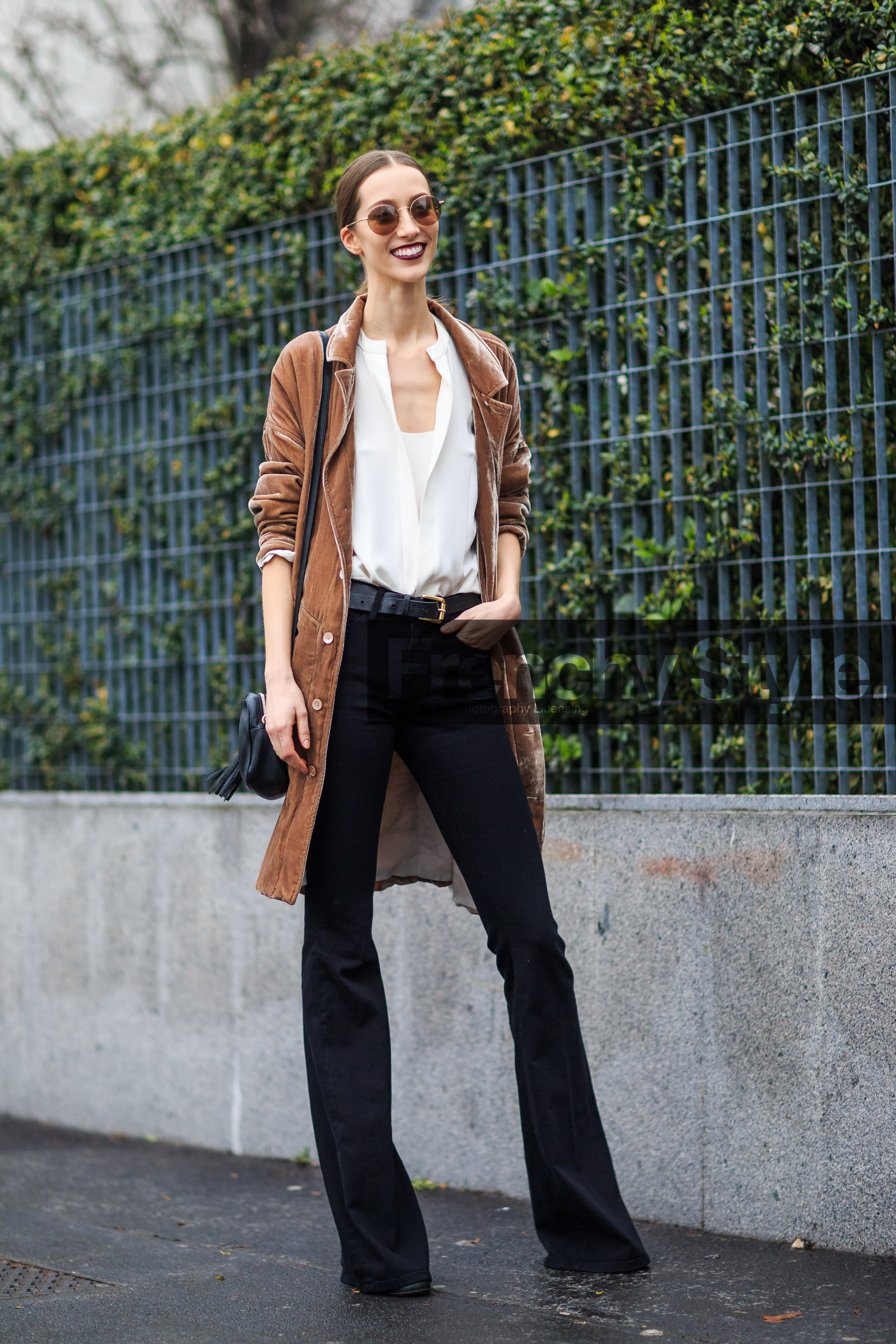 AUTUMN WINTER 2016-2017, AW 16-17, beige jacket, black belt, black denim, brown jacket, dark lips, denim pants, FALL WINTER 2016-2017, fashion week, frenchystyle, full length, FW, FW 16-17, jeans, jonathan paciullo, leather belt, LFW, LONDON, MENSWEAR, model, pulled back hair, street style, sunglasses, trousers, velvet, vertical, white shirt