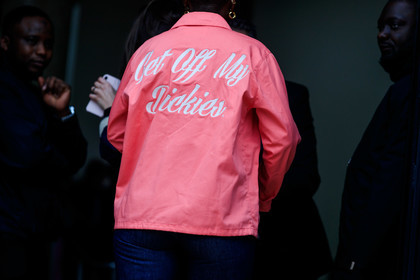 pink jacket, back details, letter embroidered jacket, fashion week, frenchystyle, FW, jonathan paciullo, street style, SPRING SUMMER 2020, SS 20, PFW, PARIS, horizontal, atmosphere details, detail