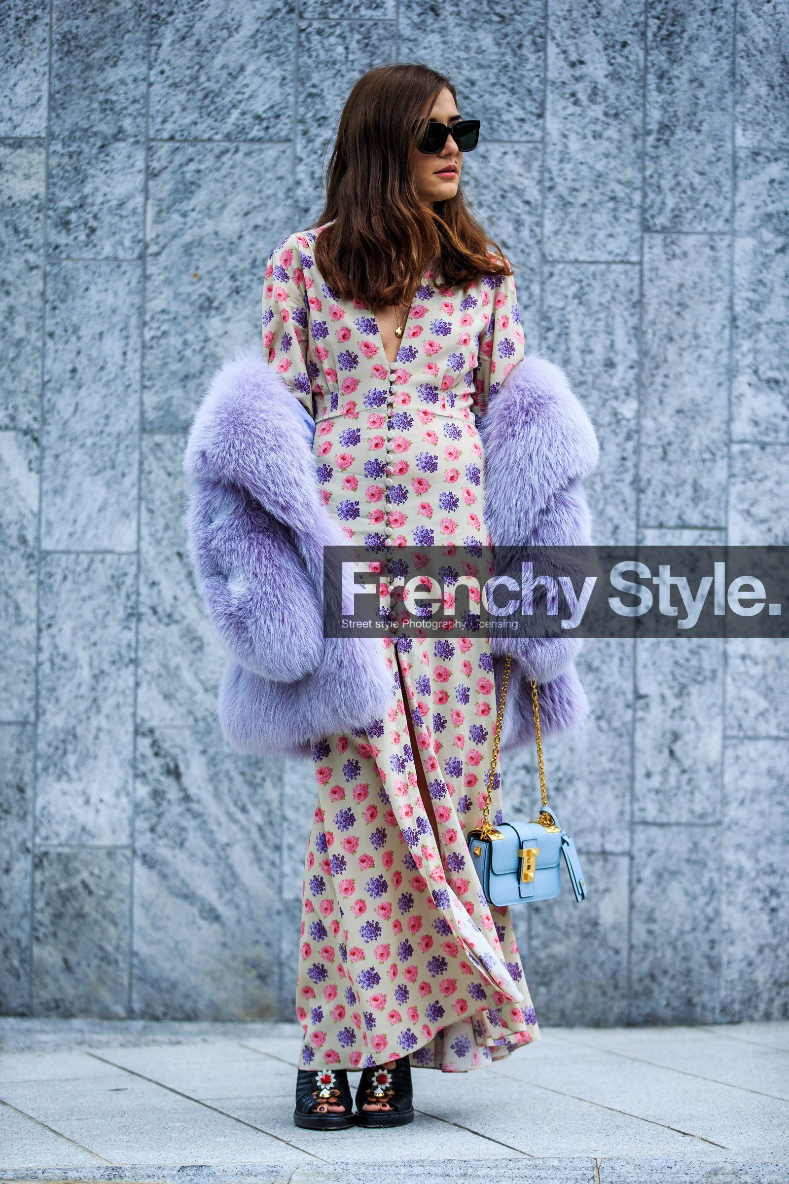 AUTUMN WINTER 2016-2017, AW 16-17, black, blue, blue bag, eleonora carisi, FALL WINTER 2016-2017, fashion week, floral, flower, frenchystyle, full length, fur jacket, FW, FW 16-17, high boots, high heels, jonathan paciullo, leather bag, leather shoes, LFW, LONDON, long dress, MENSWEAR, off the shoulder, pink, pink dress, printed dress, purple, purple fur, street style, sunglasses, turquoise, valentino, vertical