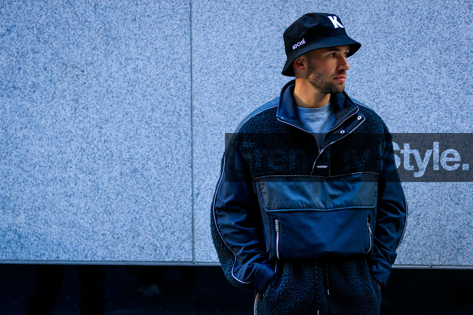 alice & j.s, ambush, black hat, black jacket, black pants, koché, sweatpants, trousers, street style, jonathan paciullo, frenchystyle, NYFW, NEW YORK, AUTUMN WINTER 2019-2020, AW 19-20, FALL WINTER 2019-2020, FW 19-20, fashion week, FW, atmosphere details, horizontal, detail