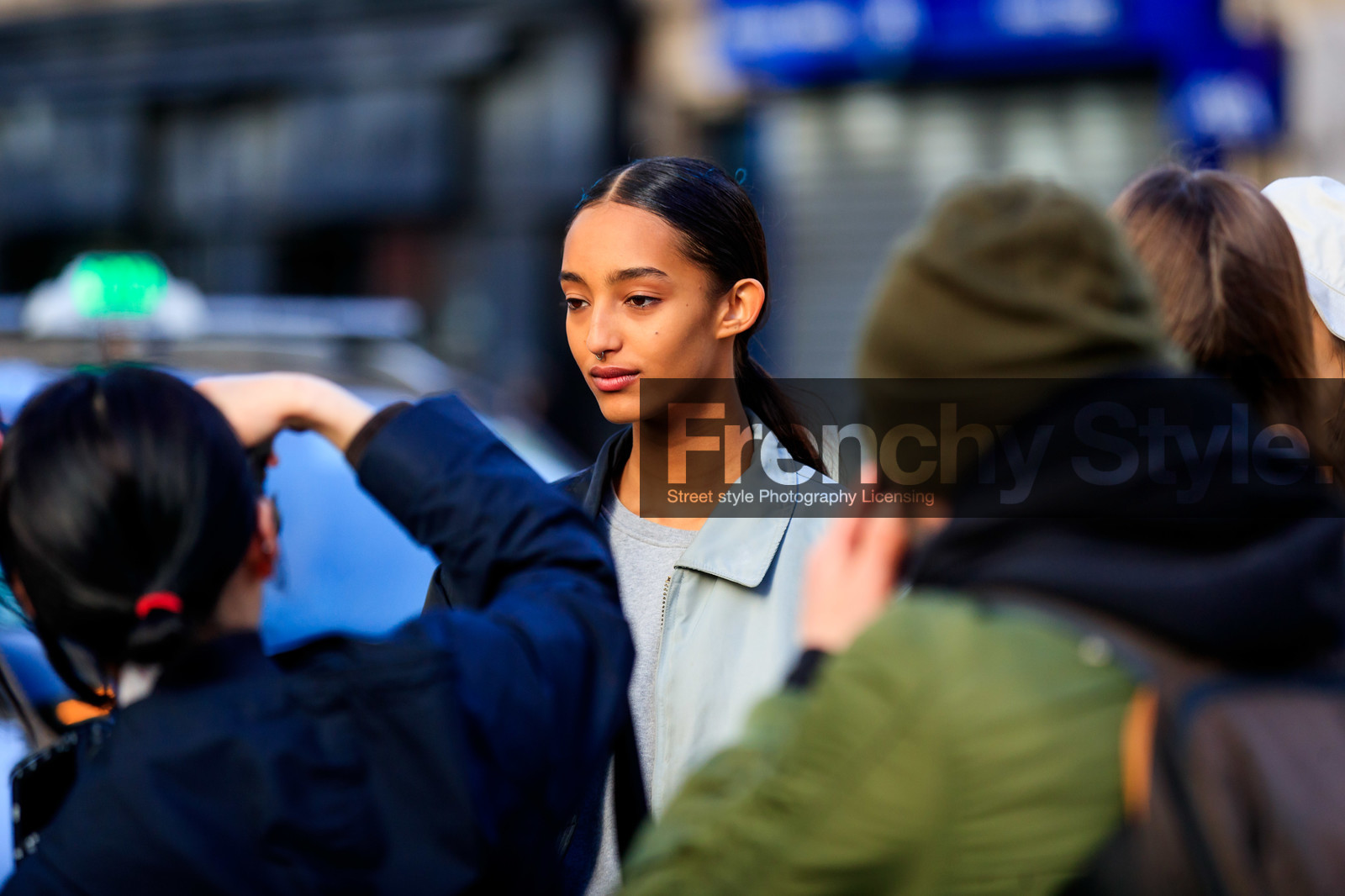 model, mona tougaard, hair details, feather details, feather hair details, make up, make up details, nude make up, nose piercing, fashion week, frenchystyle, FW, jonathan paciullo, street style, PFW, PARIS, AUTUMN WINTER 2020-2021, FALL WINTER 2020-2021, FW 20-21, horizontal, detail, atmosphere details