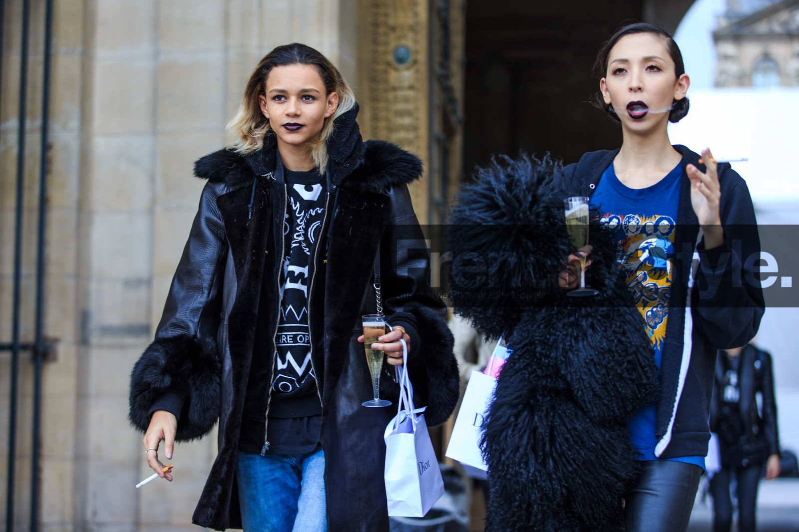 atmosphere details, AUTUMN WINTER 2016-2017, AW 16-17, black coat, black fur, black jacket, black pants, black sweater, black t shirt, blue denim, blue t shirt, christian dior, dark lips, denim pants, detail, dyed hair, FALL WINTER 2016-2017, fashion week, frenchystyle, fur coat, fur jacket, FW, FW 16-17, hoodie, horizontal, jeans, jonathan paciullo, leather coat, leather jacket, leather pants, model, PARIS, PFW, printed t shirt, shearling, street style, trousers