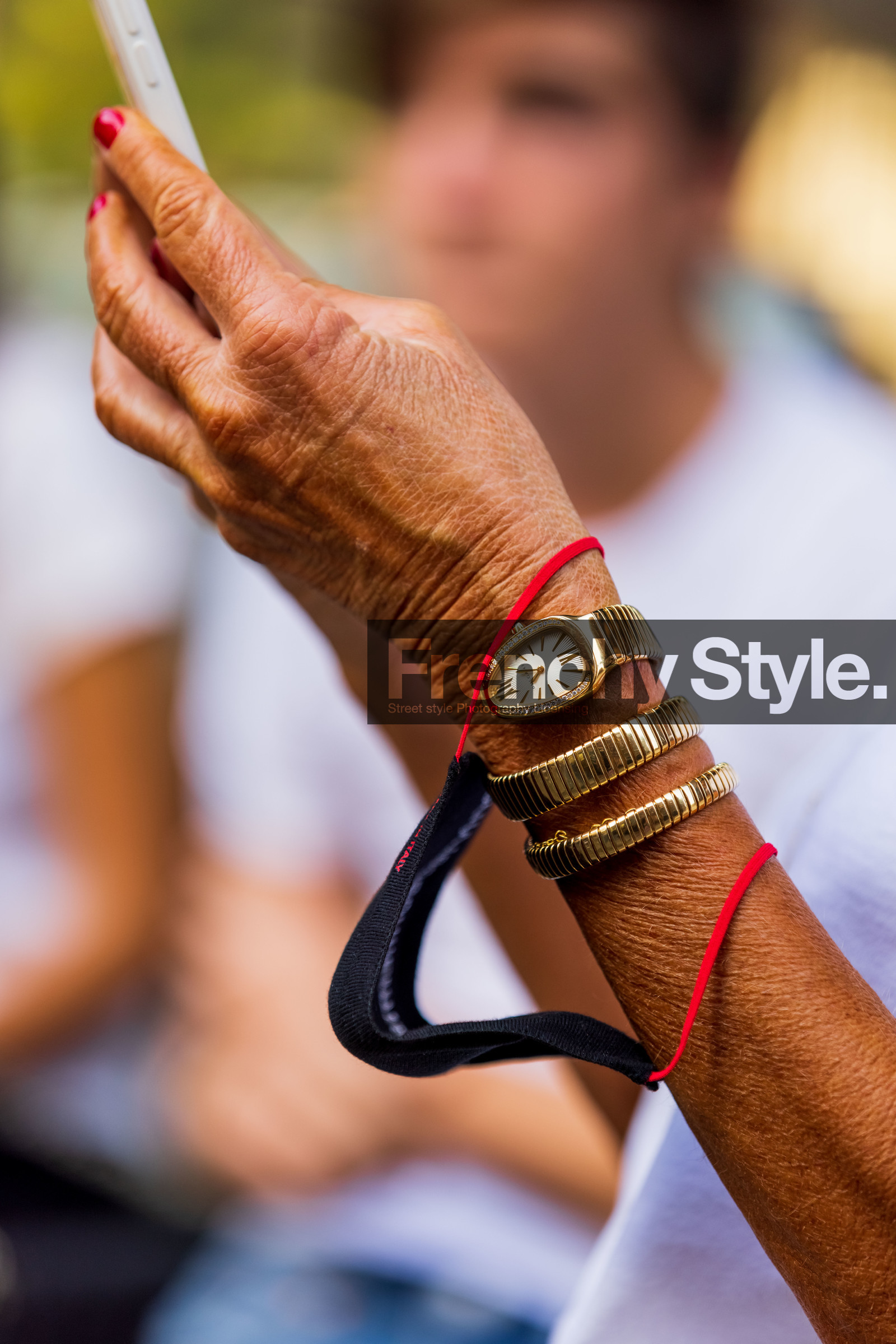 facial mask, gold watch, mask, watch, fashion week, frenchystyle, FW, jonathan paciullo, street style, MFW, MILAN, SPRING SUMMER 2022, SS 22, vertical, atmosphere details, detail