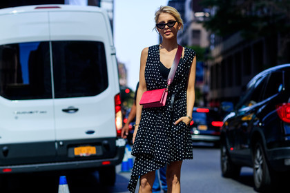 atmosphere details, caro daur, detail, fashion week, frenchystyle, FW, graphic dress, horizontal, jonathan paciullo, leather bag, NEW YORK, NYFW, printed dress, SPRING SUMMER 2018, SS 18, street style, sunglasses