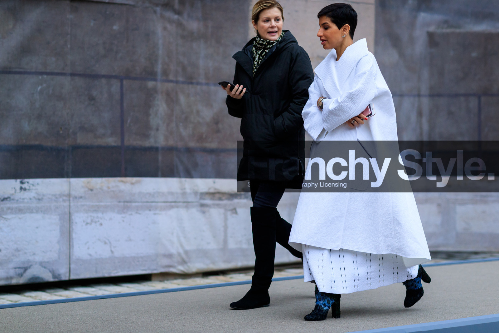 black boots, black coat, black shoes, high boots, high heels, leather shoes, oversize, white coat, fashion week, frenchystyle, FW, jonathan paciullo, street style, PFW, PARIS, SPRING SUMMER 2017, SS 17, HAUTE COUTURE, atmosphere details, full length, horizontal, deena aljuhani abdulaziz