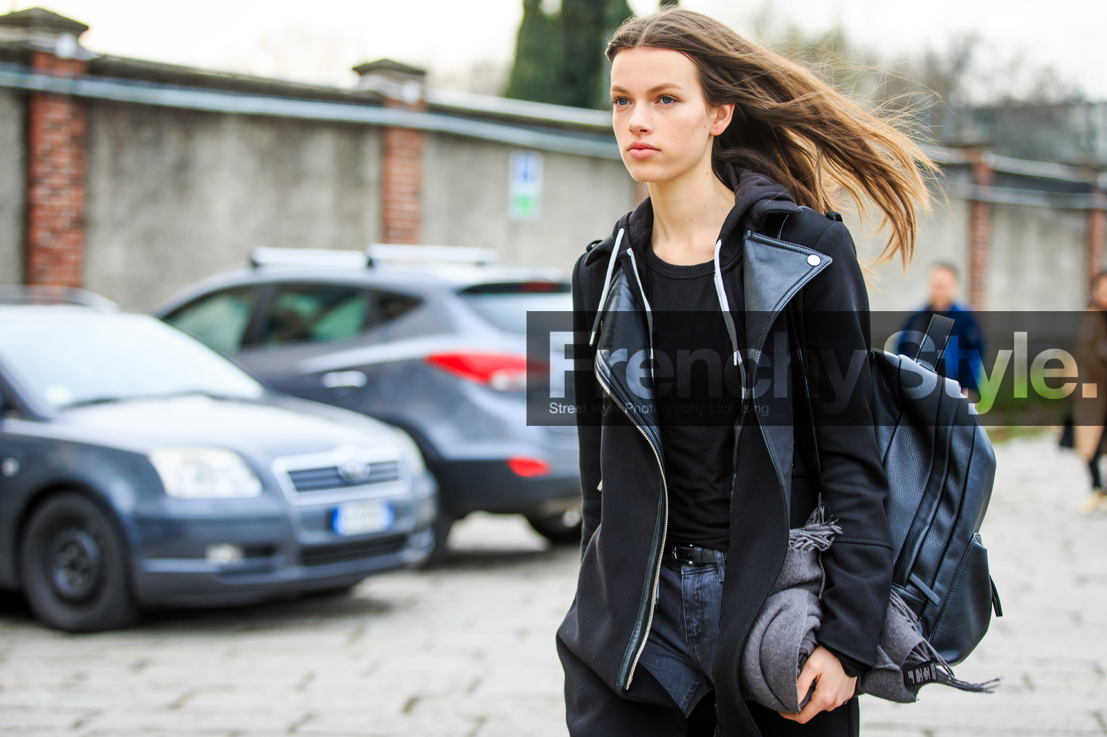 atmosphere details, AUTUMN WINTER 2016-2017, AW 16-17, black bag, black coat, black jacket, black sweater, black t shirt, denim pants, detail, FALL WINTER 2016-2017, fashion week, frenchystyle, FW, FW 16-17, grey denim, hood, hoodie, horizontal, jeans, jonathan paciullo, leather backpack, leather jacket, LFW, LONDON, long hair, MENSWEAR, model, street style, trousers